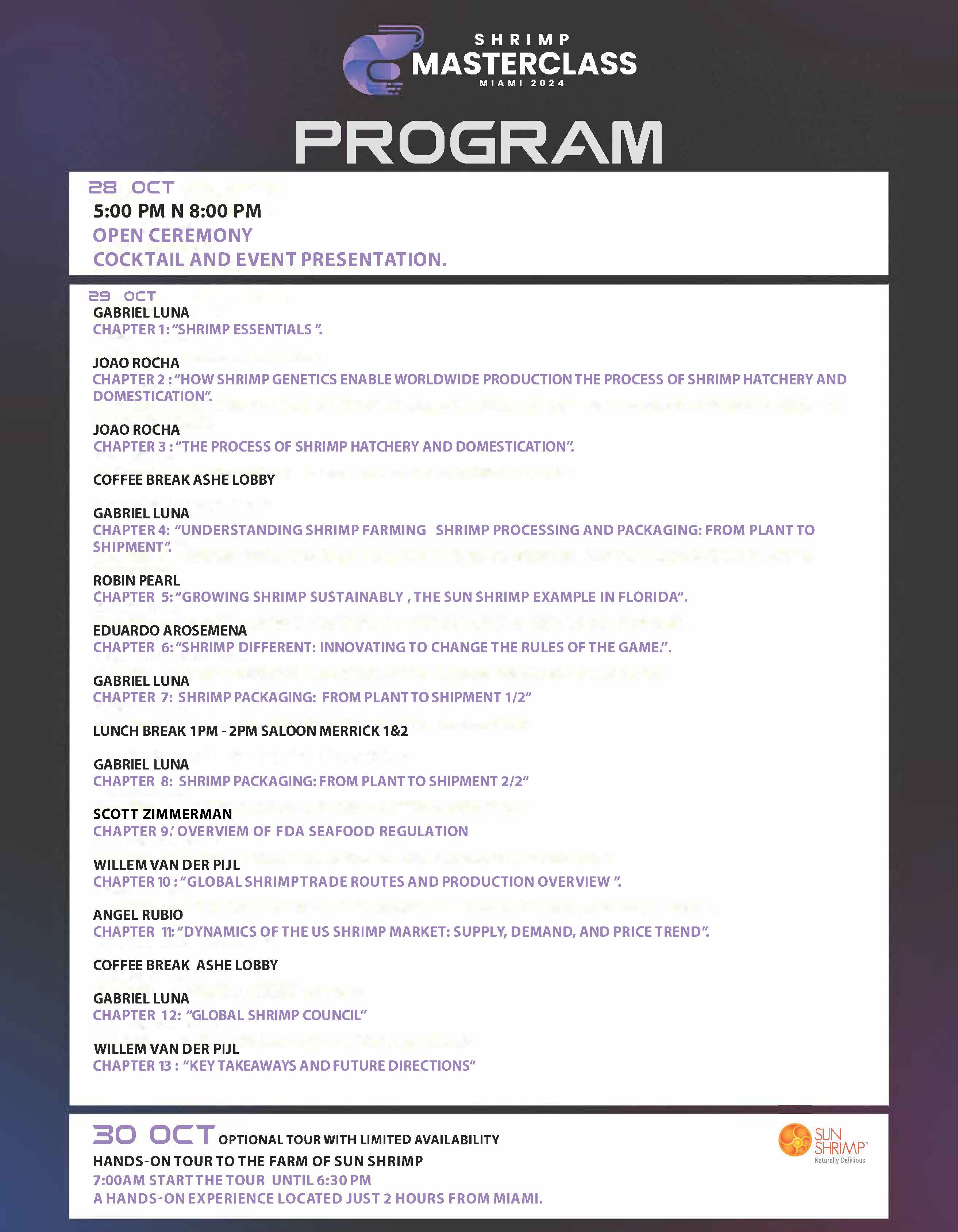 Shrimp Masterclass program