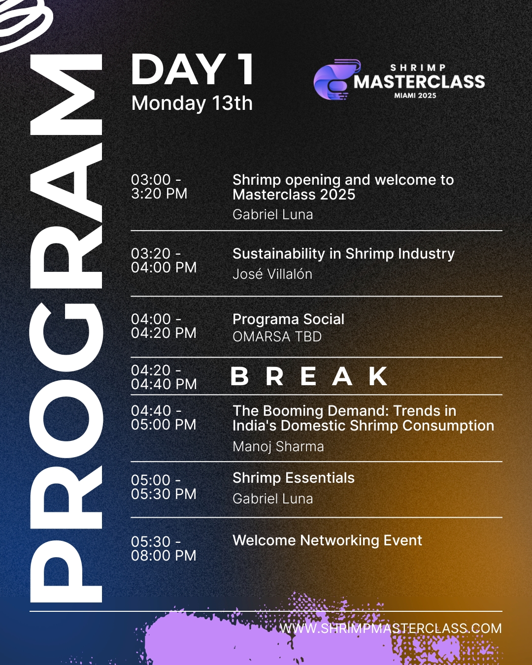 Shrimp Masterclass 2025 Day 1 Program