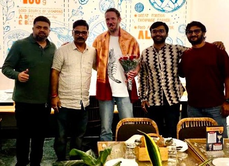 Willem with friends in India