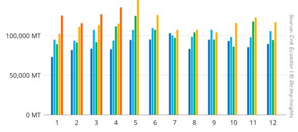 Ecuador’s Monthly Shrimp Exports (January 2022 – April 2026)